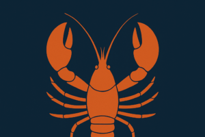 Minimalist orange lobster illustration with the quote ‘Like a lobster shedding its shell to grow, we must allow vulnerability.